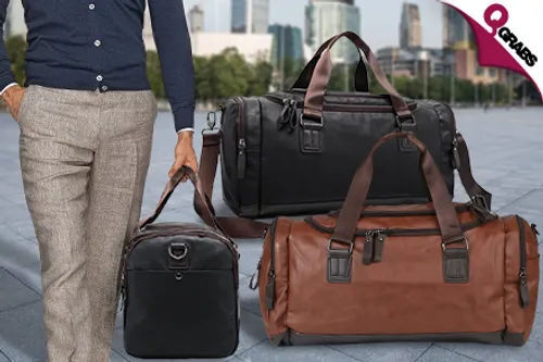 From QR149 Be Prepared in Sleek Style with a PU Leather Duffle Bag - choose from Two Classic Colors! (Up to QR598 Value)